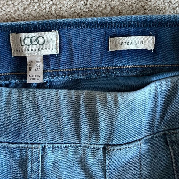 LOGO BY LORI GOLDSTEIN Straight Leg Pant Regular Knit Denim Shadow Patch Jean - Picture 7 of 9